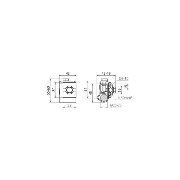 Dehn Anschlussklemmen Anschlussklemmen Für Tiefenerder Ø20-25 mm (540121)