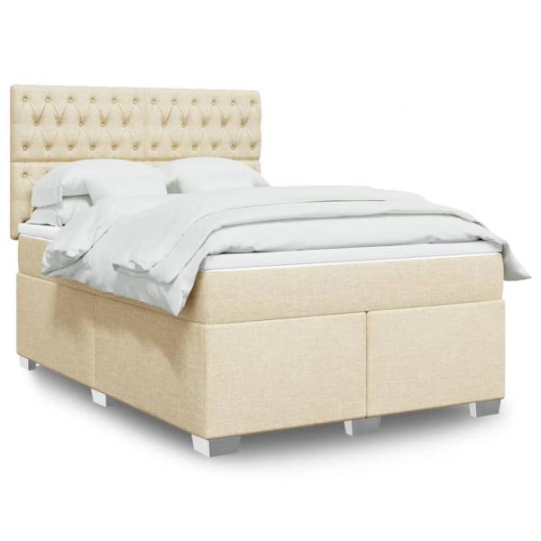 ARDEBO.de - Boxspringbett mit Matratze Creme 160x200 cm Stoff