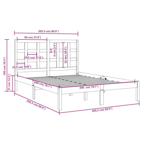 Massivholzbett Weiß 200x200 cm