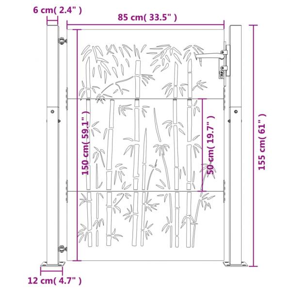 Gartentor 105x155 cm Cortenstahl Bambus-Design