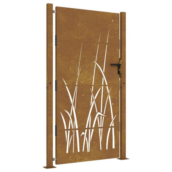 Gartentor 105x205 cm Cortenstahl Gras-Design