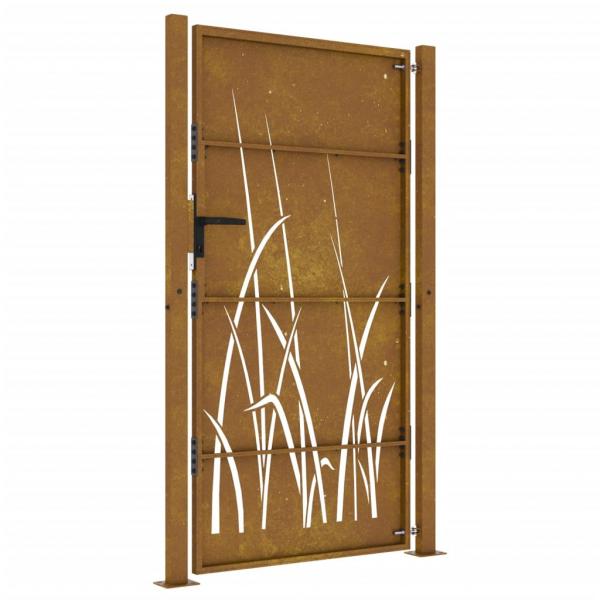 Gartentor 105x205 cm Cortenstahl Gras-Design