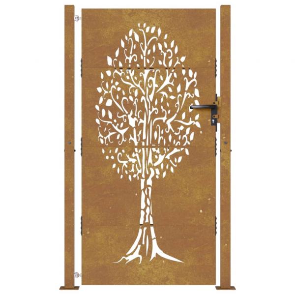 Gartentor 105x180 cm Cortenstahl Baum-Design