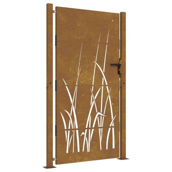 Gartentor 105x180 cm Cortenstahl Gras-Design