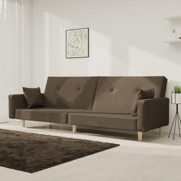 ARDEBO.de - Schlafsofa 2-Sitzer mit 2 Kissen Taupe Stoff