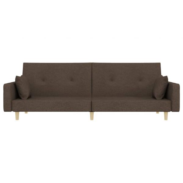 Schlafsofa 2-Sitzer mit 2 Kissen Taupe Stoff