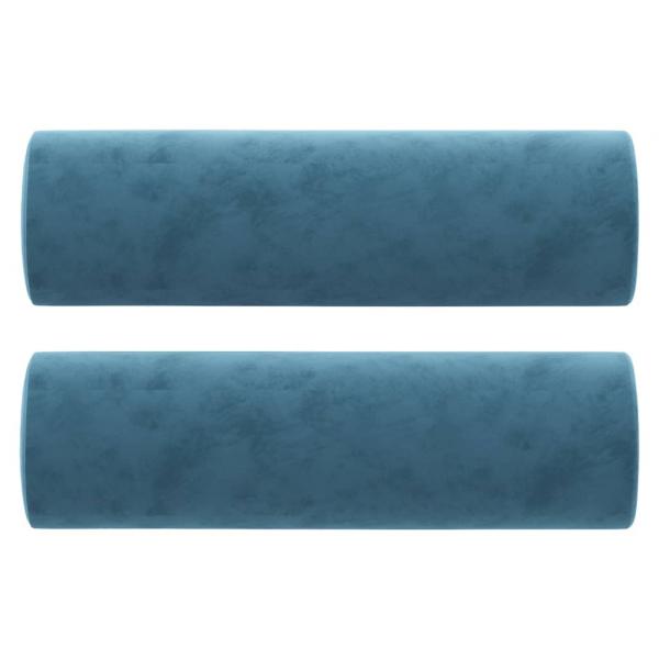 2-Sitzer-Sofa mit Zierkissen Blau 140 cm Samt