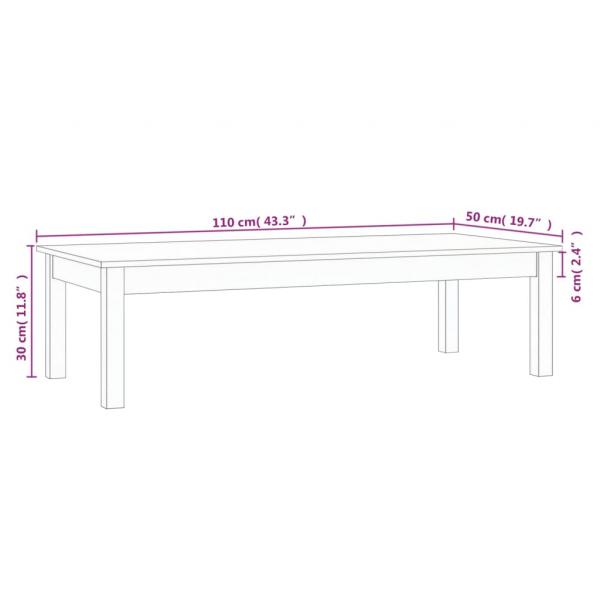 Couchtisch Weiß 110x50x30 cm Massivholz Kiefer