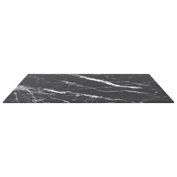 Tischplatte Schwarz 80x80 cm 6 mm Hartglas in Marmoroptik