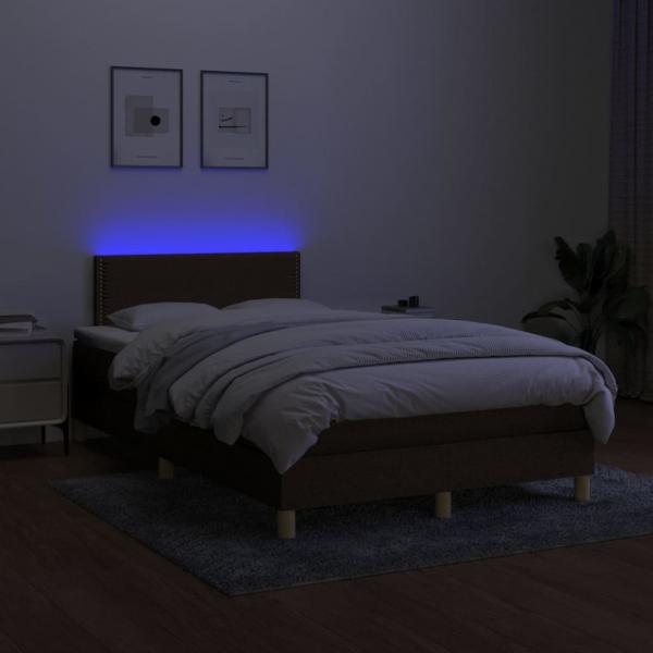 Boxspringbett mit Matratze & LED Dunkelbraun 120x200 cm Stoff