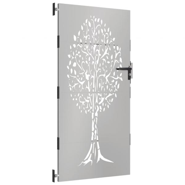 Gartentor 85x175 cm Cortenstahl Baum-Design