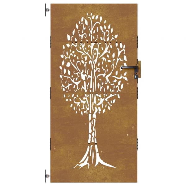 Gartentor 85x175 cm Cortenstahl Baum-Design