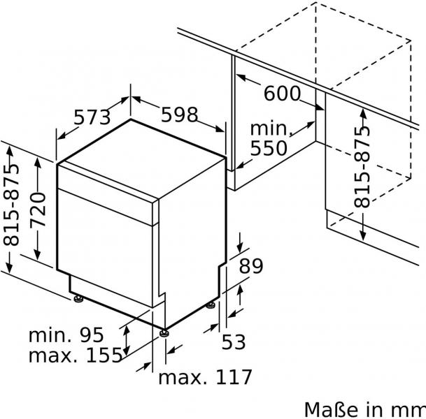 Bosch SMU2ITS09E Serie 2 Unterbau Geschirrspüler, 60 cm breit, 13 Maßgedecke, AquaStop, Kindersicherung, 5 Programme, Gebürsteter Stahl