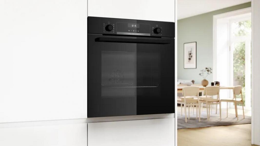 Bosch HBD631CS62 EEK: A+ Einbau-Backofen-Set mit Elektro-Kochfeld (HBG537BB3 + PKN645BA2E), 60 cm breit, 71 L, 3D-Heißluft, Eco Clean Direc, Kindersicherung, Rahmen aufliegend, schwarz