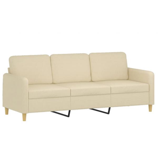 3-Sitzer-Sofa mit Zierkissen Creme 180 cm Stoff