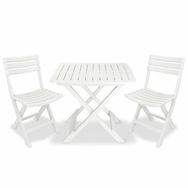 ARDEBO.de - 3-tlg. Bistro-Set Klappbar Kunststoff Weiß