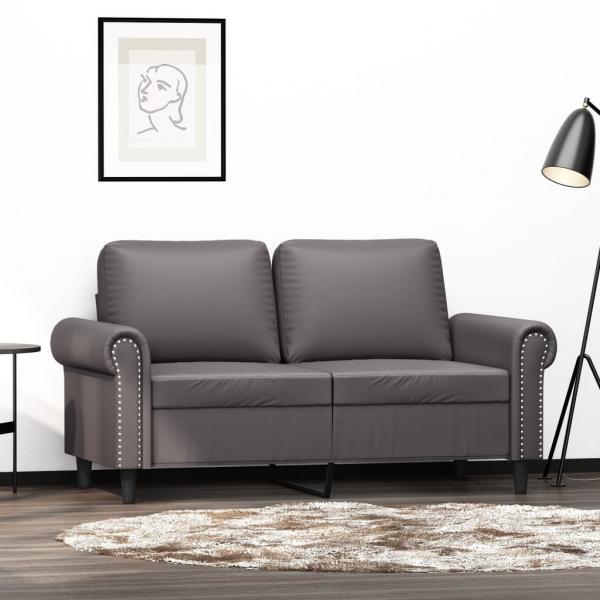 ARDEBO.de - 2-Sitzer-Sofa Grau 120 cm Kunstleder