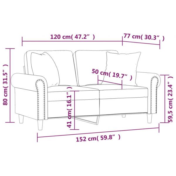 2-Sitzer-Sofa mit Zierkissen Weinrot 120 cm Kunstleder