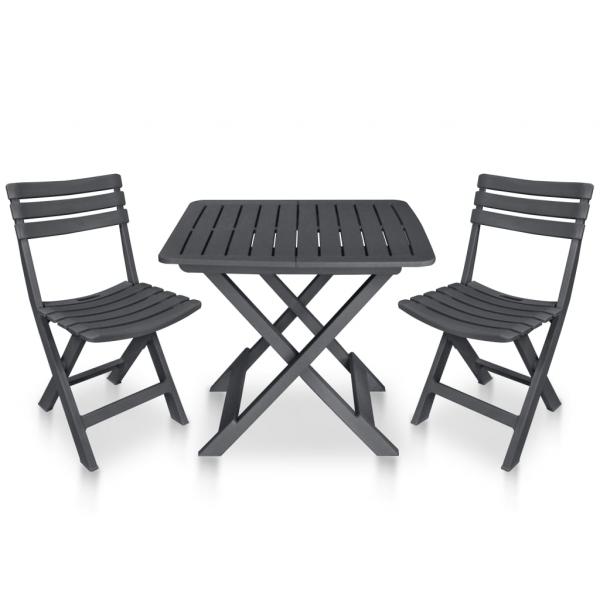 ARDEBO.de - 3-tlg. Bistro-Set Klappbar Kunststoff Anthrazit