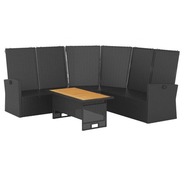 2-tlg. Garten-Lounge-Set mit Kissen Schwarz Poly Rattan