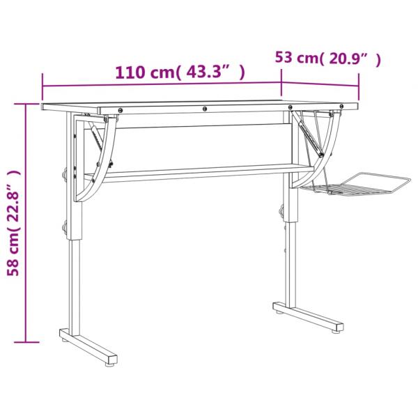 Basteltisch Schwarz & Grau 110x53x(58-87)cm Holzwerkstoff Stahl