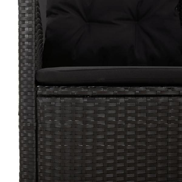 3-tlg. Garten-Lounge-Set mit Kissen Schwarz Poly Rattan