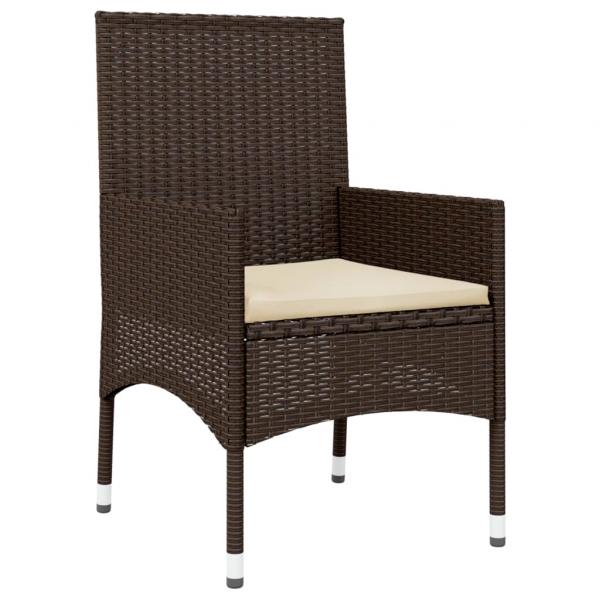 4-tlg. Garten-Lounge-Set mit Kissen Braun Poly Rattan