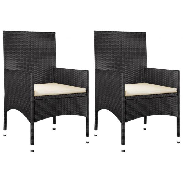 4-tlg. Garten-Lounge-Set mit Kissen Schwarz Poly Rattan