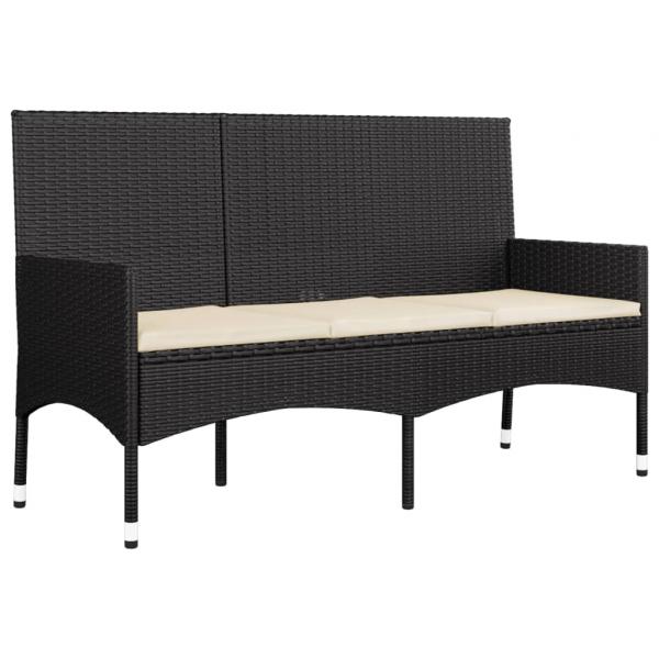 4-tlg. Garten-Lounge-Set mit Kissen Schwarz Poly Rattan