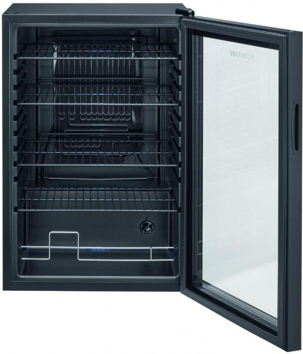 Bomann KSG 7290 Glastür-Kühlschrank, 54 cm breit, 115 Liter, Raum für 178 Dosen à 330 ml, schwarz