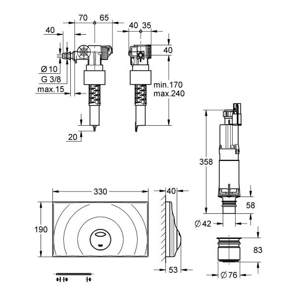 GROHE Umrüstset, für 14 l Spülkasten, chrom (38815000)