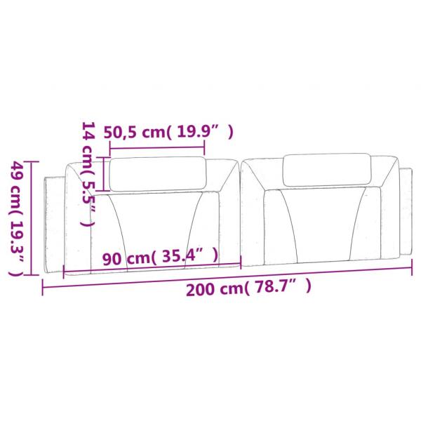 Kopfteil-Kissen Weiß und Schwarz 200 cm Kunstleder