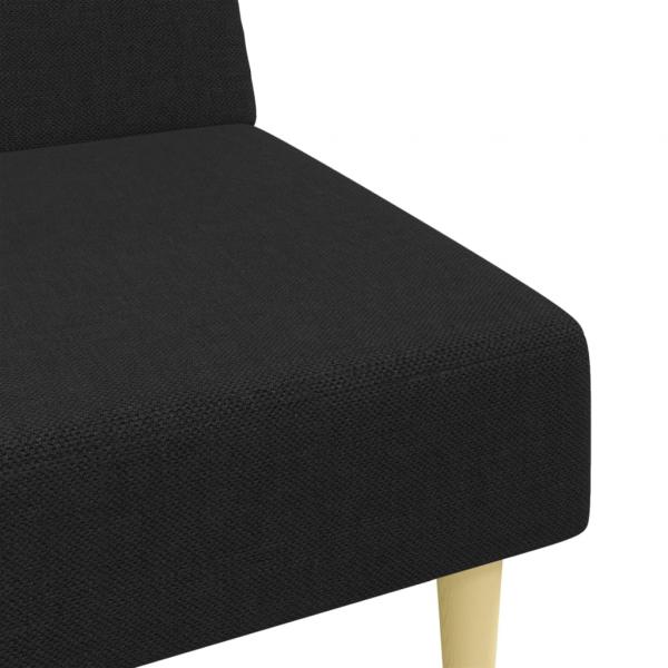 Schlafsofa 2-Sitzer mit Fußhocker Schwarz Stoff