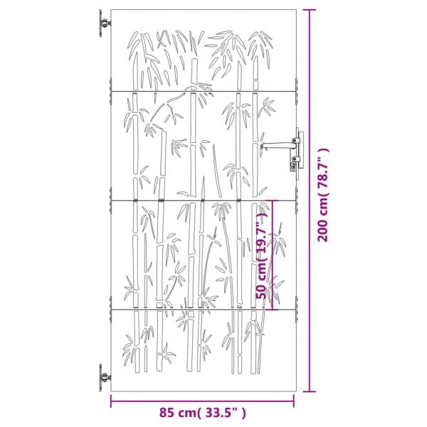 Gartentor 85x200 cm Cortenstahl Bambus-Design