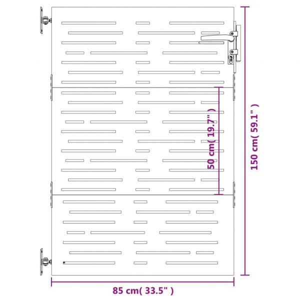 Gartentor 85x150 cm Cortenstahl Quadratisches Design