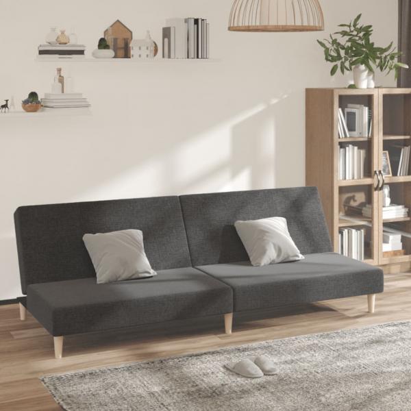 ARDEBO.de - Schlafsofa 2-Sitzer Dunkelgrau Stoff