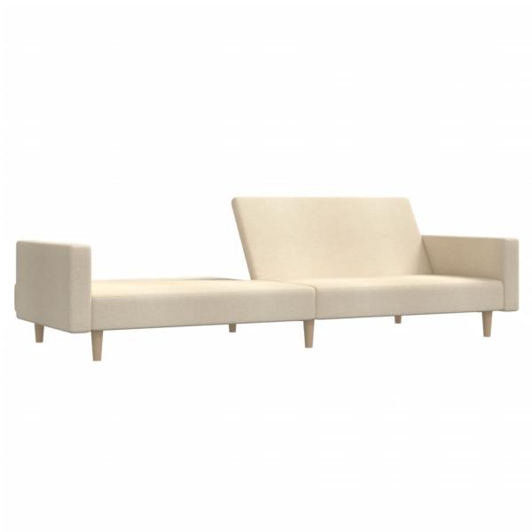 Schlafsofa 2-Sitzer Creme Stoff