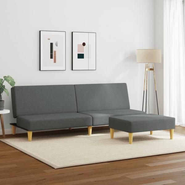 ARDEBO.de - Schlafsofa 2-Sitzer mit Fußhocker Dunkelgrau Stoff