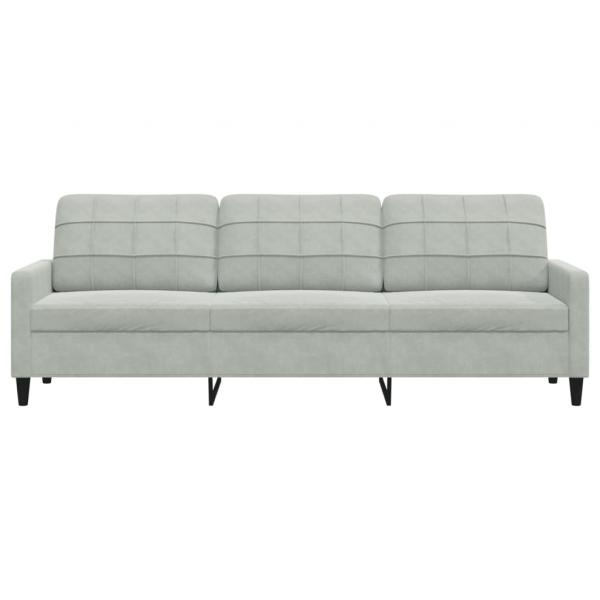 3-Sitzer-Sofa Hellgrau 210 cm Samt