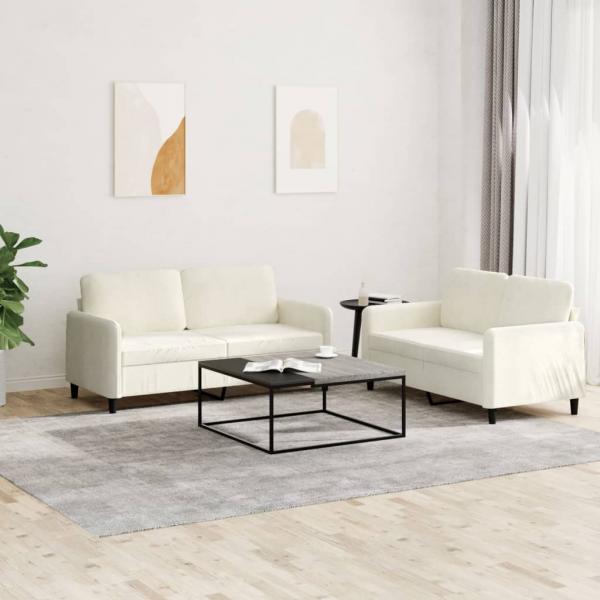 ARDEBO.de - 2-tlg. Sofagarnitur Creme Samt