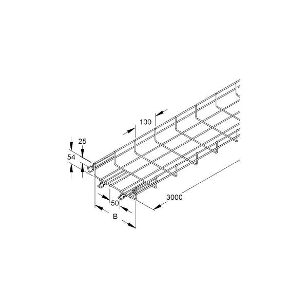 Niedax MTC 54.200 E3 Gitterrinne, U-förmig, mit angeschweißtem Verbinder, 54x200x3000 mm, Edelstahl