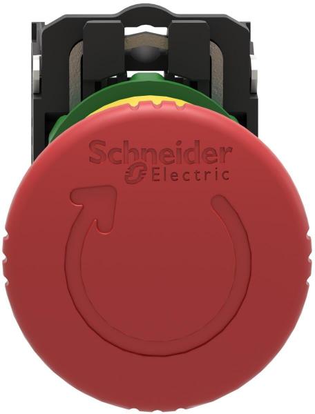 Schneider Electric XB5AS8444 Harmony XB5, Not-Aus/Not-Halt-Schalter, Kunststoff, Drehentriegelung, 22mm, Pilz 40mm, 2Ö, rot