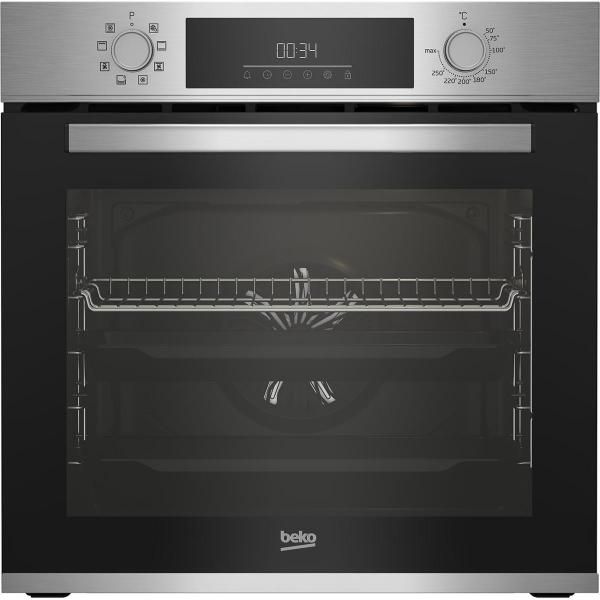 Beko BBSM12340X Backofen-Set mit Induktionskochfeld, 5 Einschubebenen, Kindersicherung, Lüfter, Restwärmeanzeige, Edelstahl/schwarz