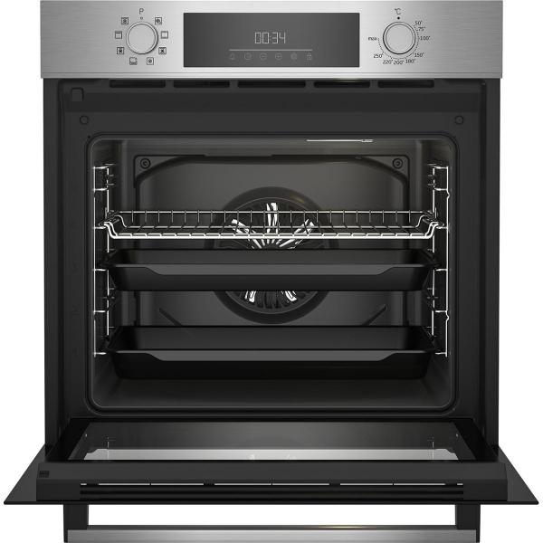 Beko BBSM12340X Backofen-Set mit Induktionskochfeld, 5 Einschubebenen, Kindersicherung, Lüfter, Restwärmeanzeige, Edelstahl/schwarz