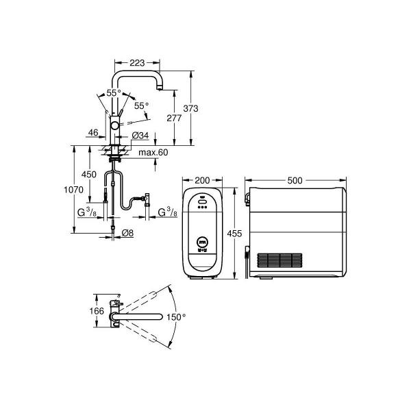 GROHE Blue Home Starter Kit, U-Auslauf , bis 150° schwenkbar, chrom (31456001)