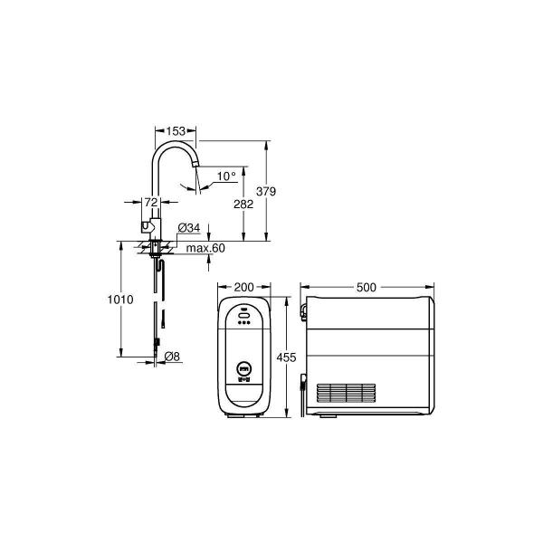 GROHE Blue Home Mono Starter Kit, bis 150° schwenkbar, chrom (31498001)