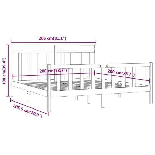 Massivholzbett Schwarz Kiefer 200x200 cm