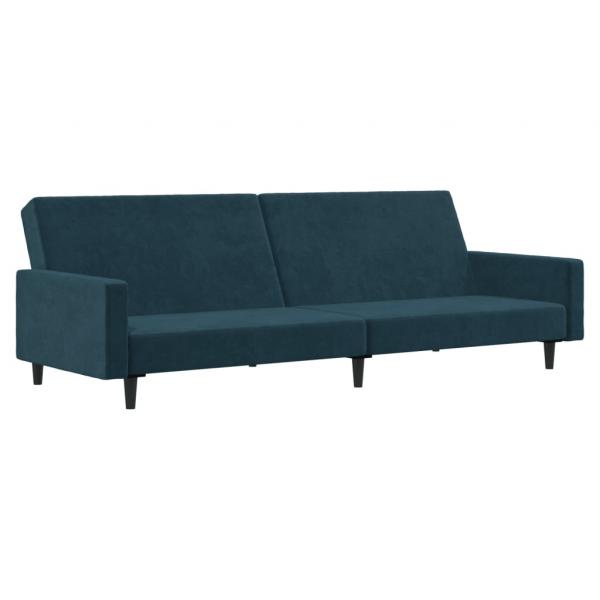 Schlafsofa 2-Sitzer Blau Samt