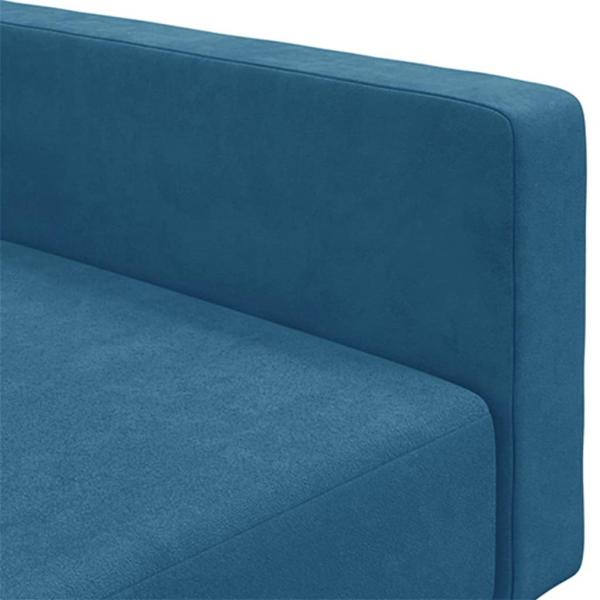 Schlafsofa 2-Sitzer mit Fußhocker Blau Samt