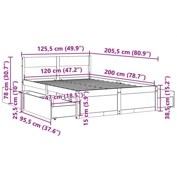 Massivholzbett ohne Matratze Weiß 120x200 cm Kiefernholz